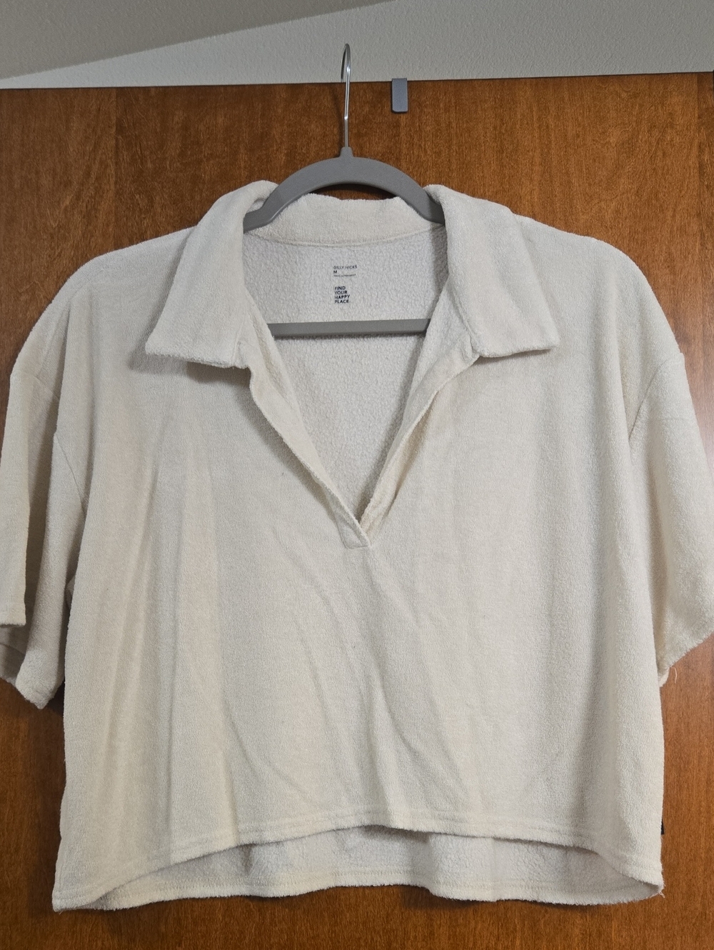 Gilly Hicks Cream Polo Crop Top- Size Medium